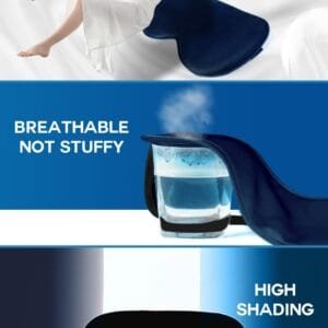 Masque de Sommeil en Soie avec Bandeau Réglable – Confort Antiallergique pour Hommes et Femmes (Bleu) - Image 4