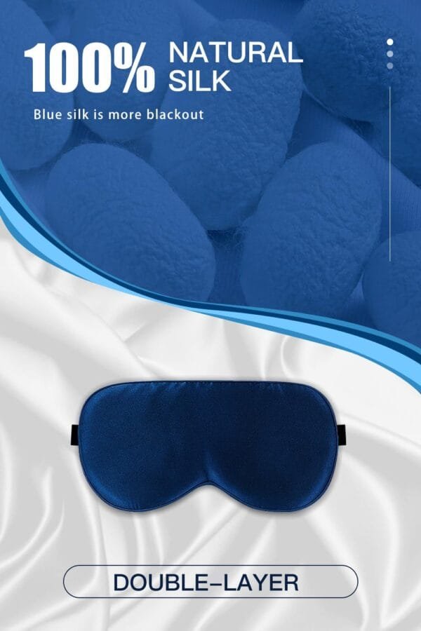 Masque de Sommeil en Soie avec Bandeau Réglable – Confort Antiallergique pour Hommes et Femmes (Bleu) - Image 7