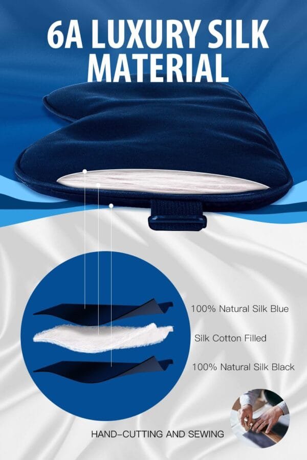 Masque de Sommeil en Soie avec Bandeau Réglable – Confort Antiallergique pour Hommes et Femmes (Bleu) - Image 6