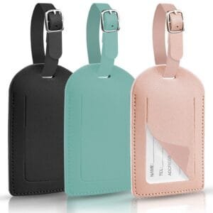 Hengxinc Lot de 3 Étiquettes Valise PU Cuir