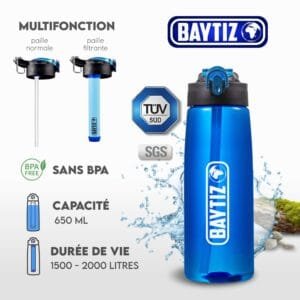 BAYTIZ® Gourde Filtrante – Eau Pure en Voyage et Randonnée - Image 3