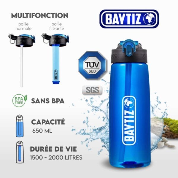 BAYTIZ® Gourde Filtrante – Eau Pure en Voyage et Randonnée - Image 3