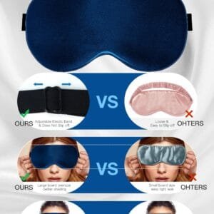 Masque de Sommeil en Soie avec Bandeau Réglable – Confort Antiallergique pour Hommes et Femmes (Bleu) - Image 5