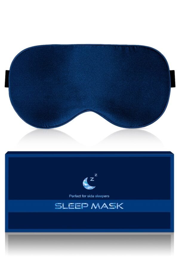 Masque de Sommeil en Soie avec Bandeau Réglable – Confort Antiallergique pour Hommes et Femmes (Bleu) - Image 1