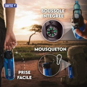BAYTIZ® Gourde Filtrante – Eau Pure en Voyage et Randonnée - Image 2
