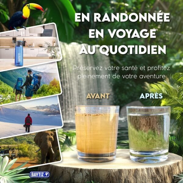BAYTIZ® Gourde Filtrante – Eau Pure en Voyage et Randonnée - Image 6